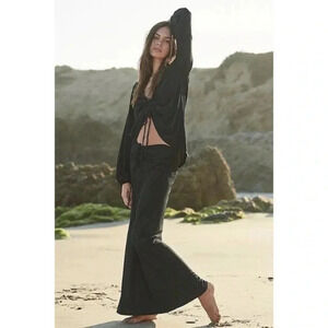 Free People FP Beach Addison Convertible Set Crop Top Maxi Skirt in Black XS